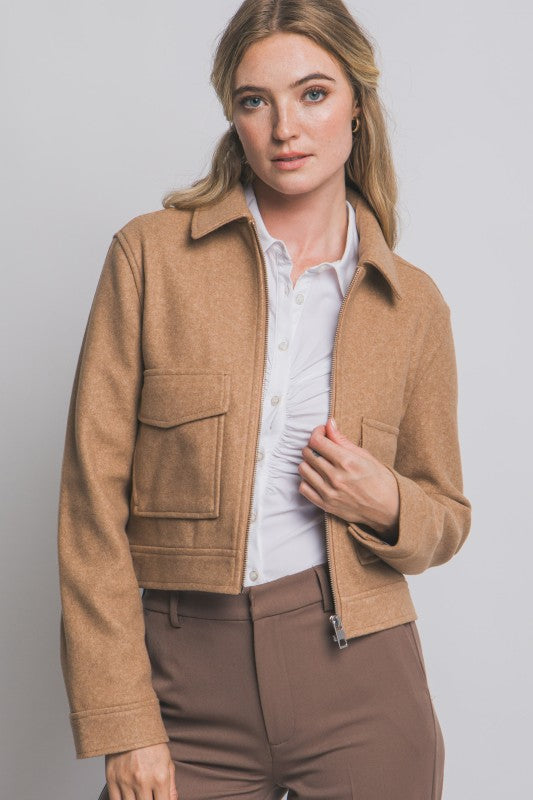 Zip-up Flat Pocket Jacket