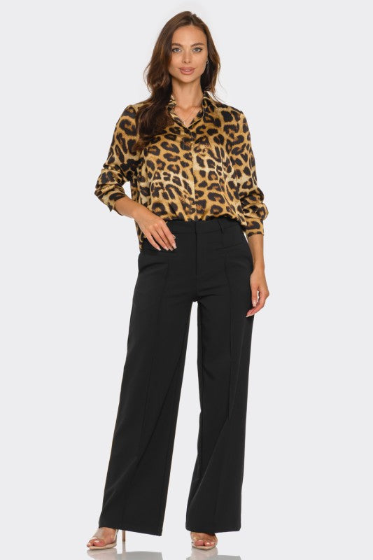 Animal Print Button - Brown
