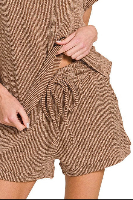 Raised Rib Shorts - Brown
