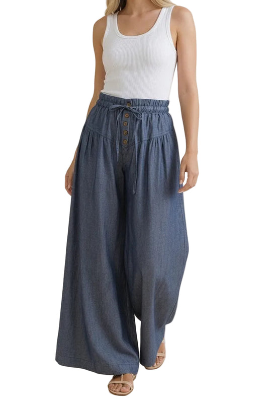 Wide Leg Chambray Pants