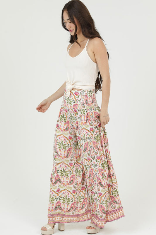 Wide Leg Pants With Smocked Waistband
