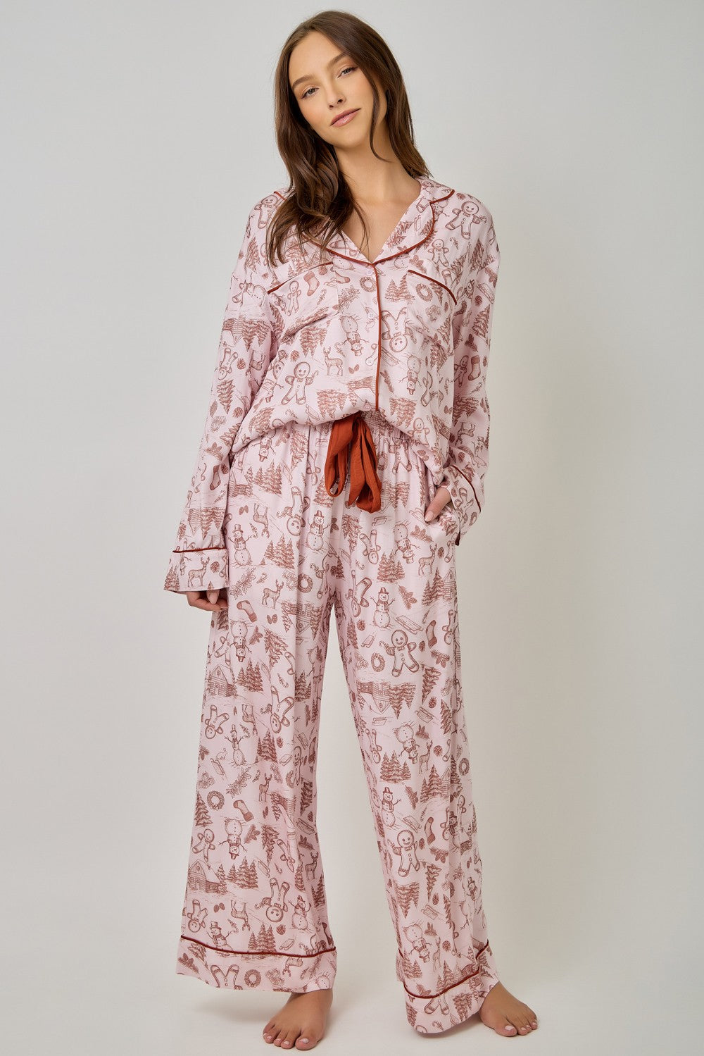 Gingerbread Toile Pajama Pants