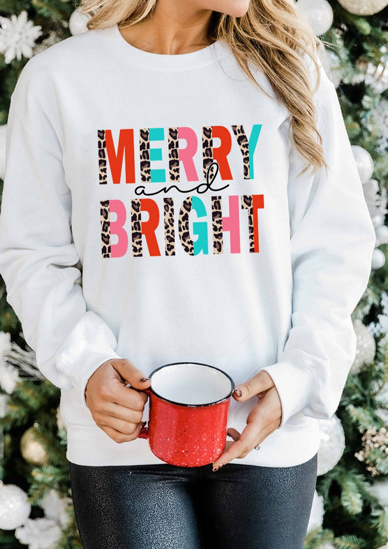 White MERRY and BRIGHT Sweatshirto