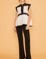 Black/White Front Woven Top