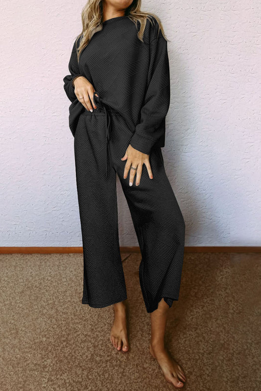 Black Loose Textured 2pcs Set