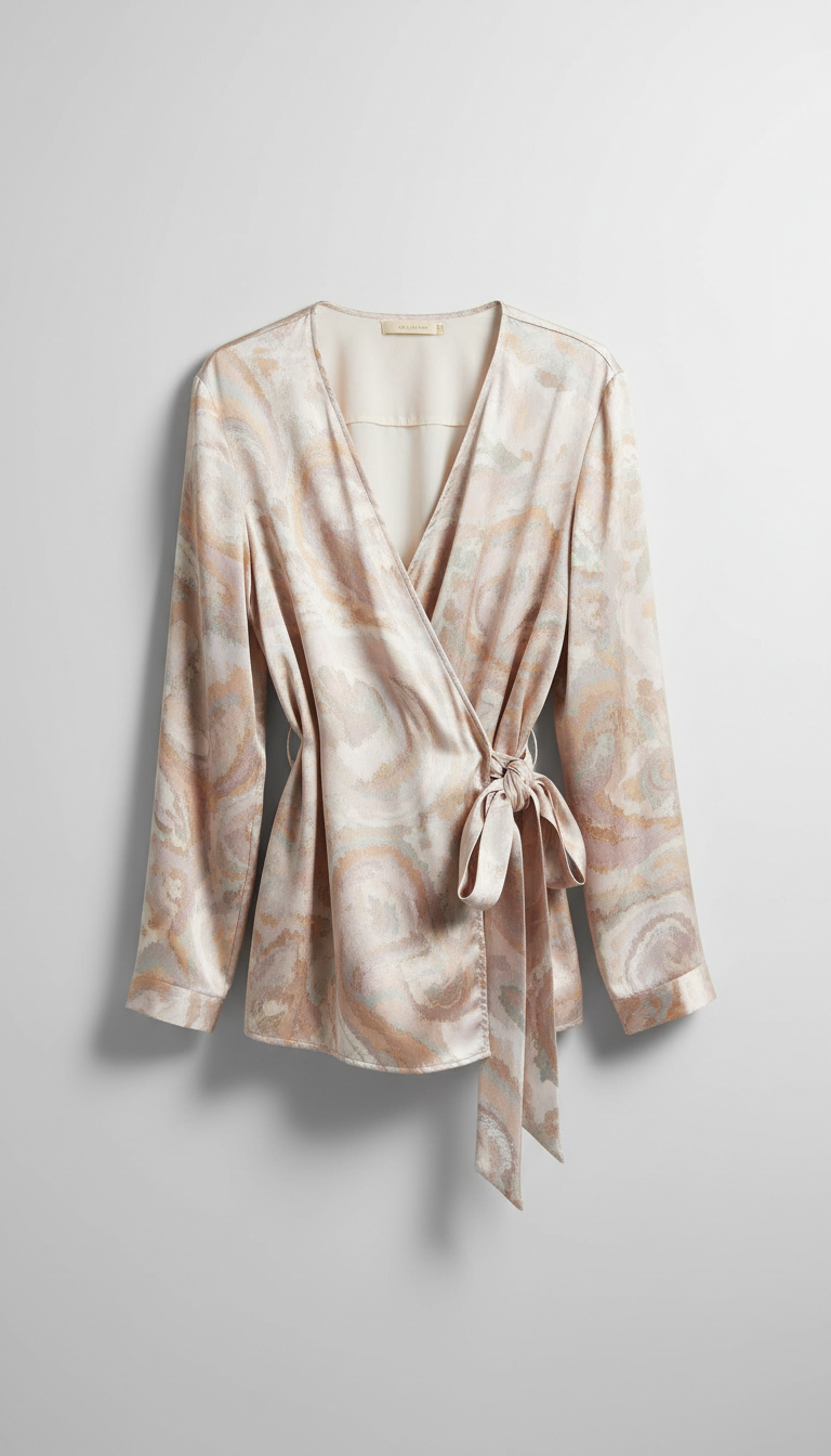 Silk Wrap Blouse with Tie Waist