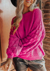 Pink Bubble Sleeve Sweater