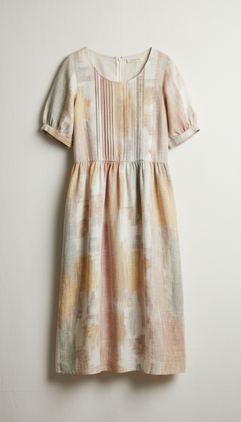 Linen Midi Dress with Side Slit