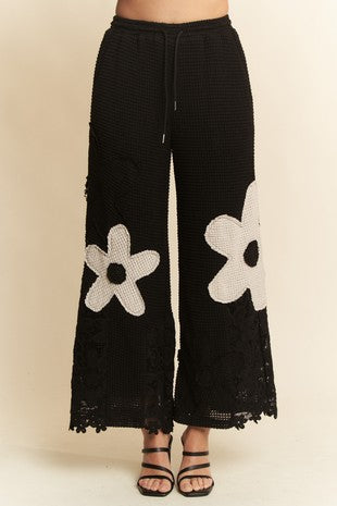 Thermal Wide Leg Floral Pants