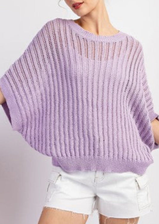 Lavender Loose Fit Dolman Sleeve Sweater