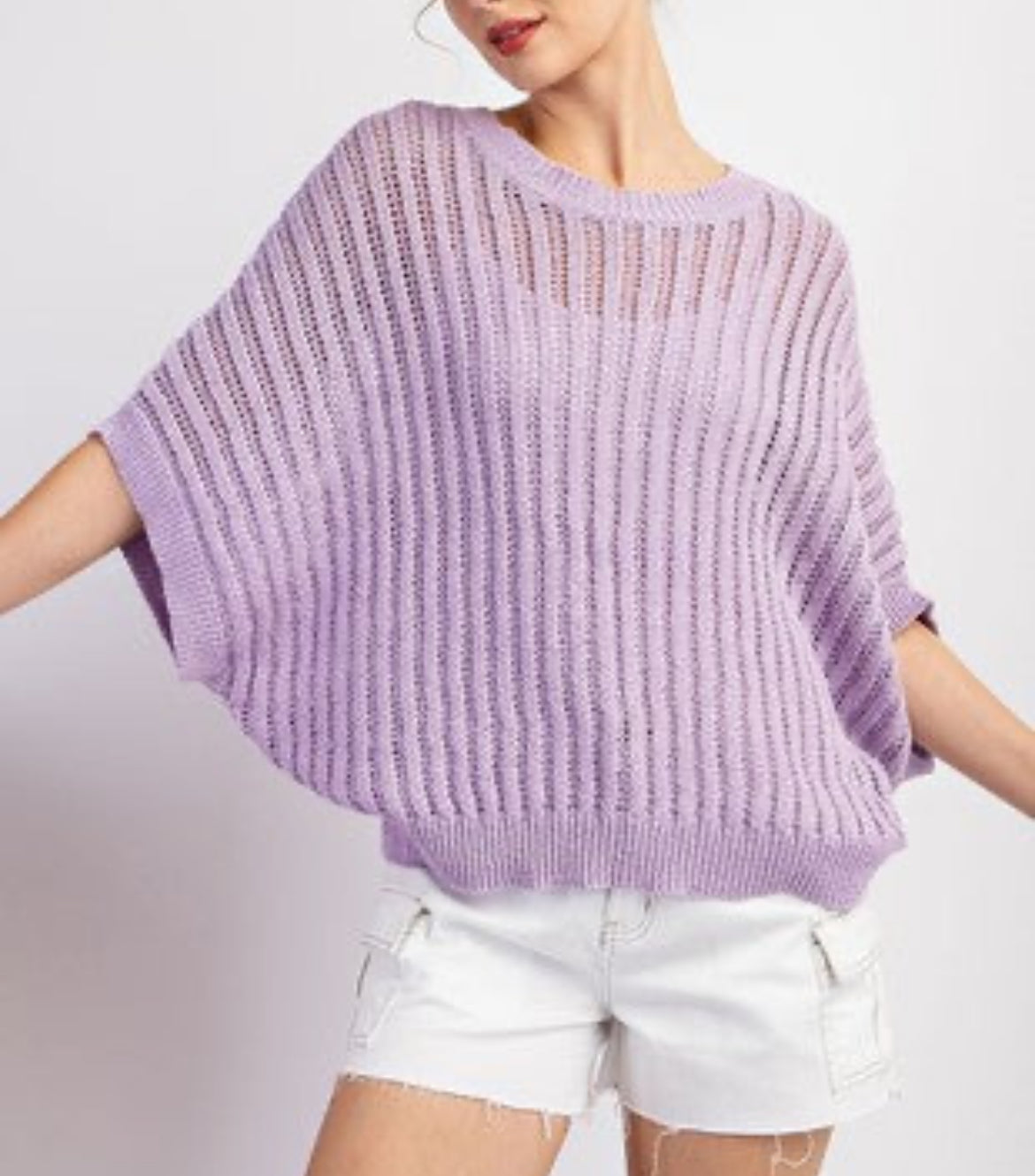 Lavender Loose Fit Dolman Sleeve Sweater