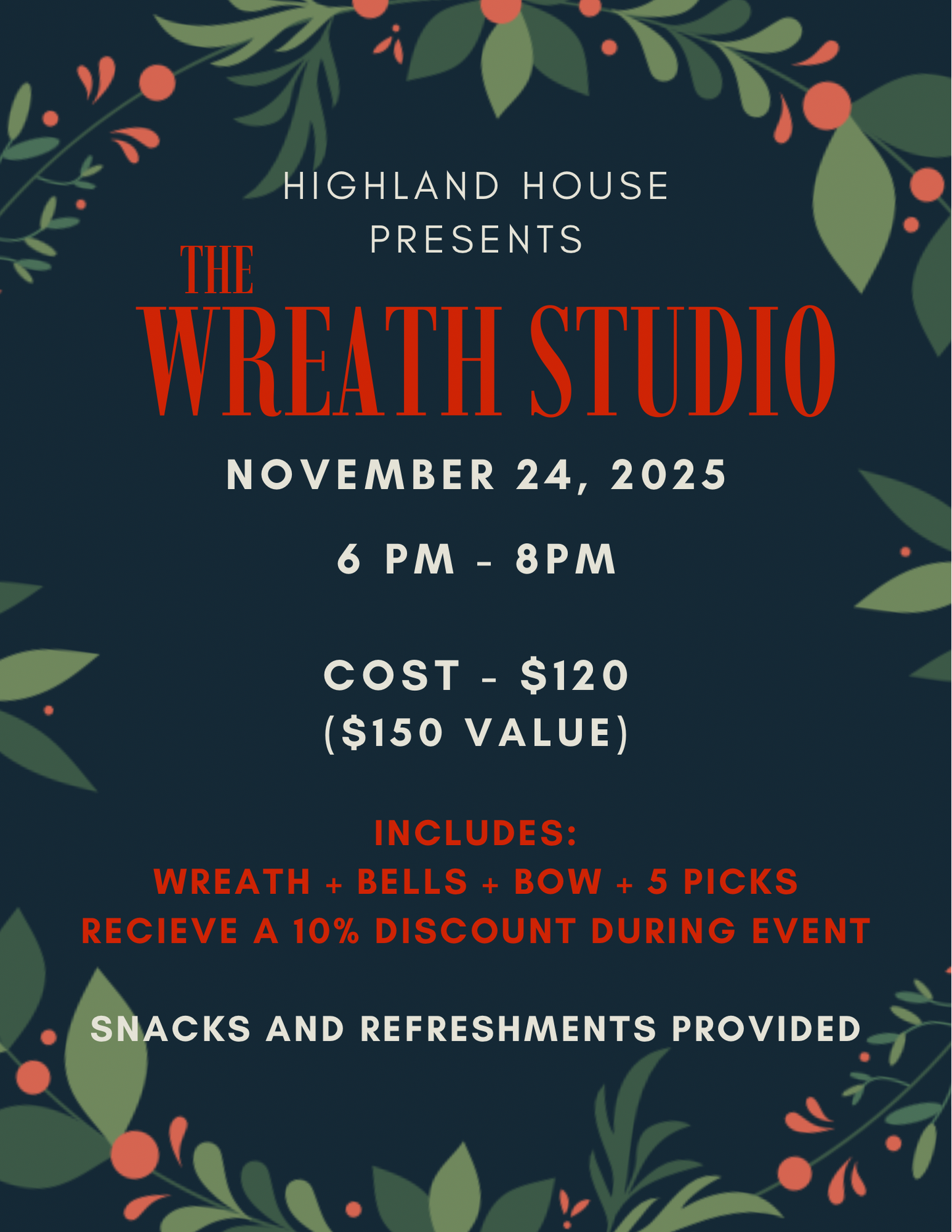 Wreath Studio Registration - November 24th
