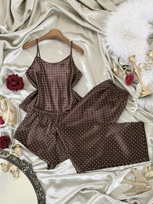 Brown Polka Dot Pajama - Shorts