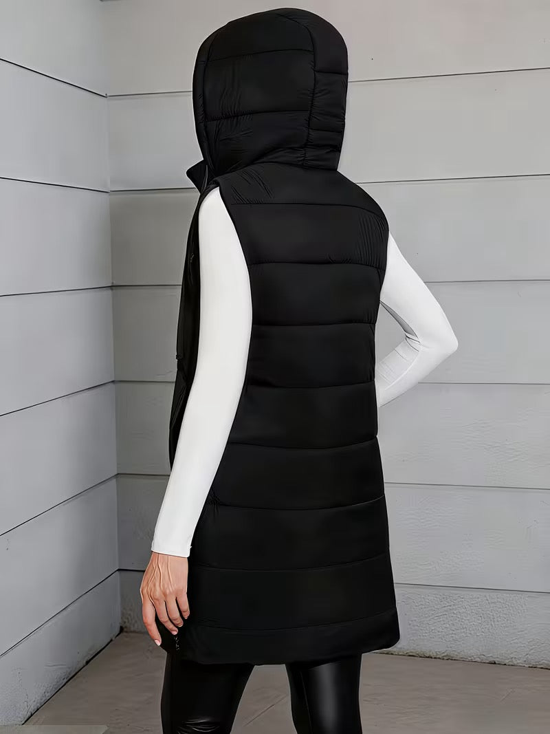 Hooded Long Puffer Vest