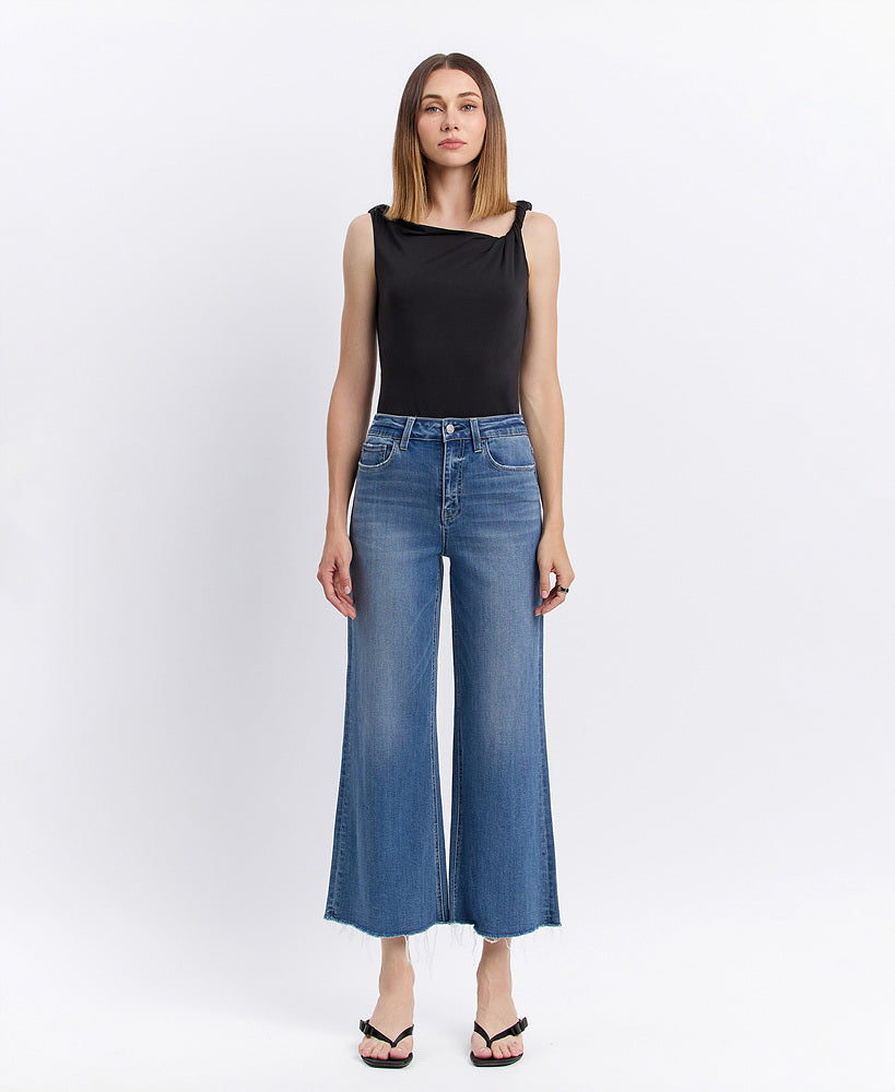Super High Rise Raw Hem Wide Jeans - Lovervet
