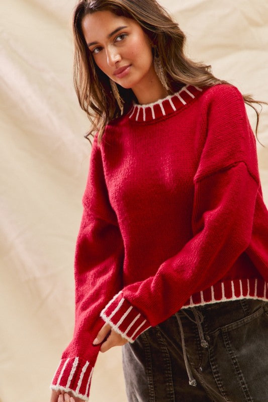 Loose Fit Sweater - Red
