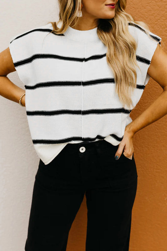White Striped Sweater Tee