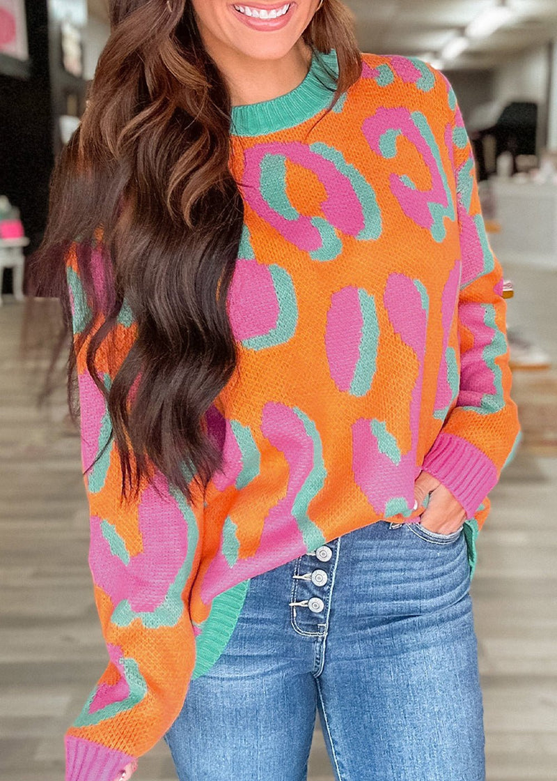 Orange leopard sweater store