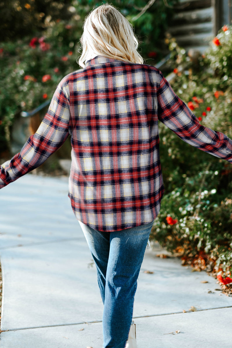 Red Plaid Pattern Shirt - Curvy