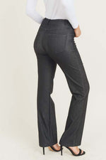 Dark Denim Mid-Rise Flare Jegging with Elastic Waistband