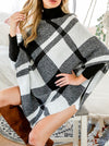 Oversized Plaid Sweater Poncho