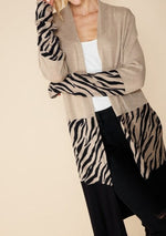 Colorblock Open Front Long Cardigan