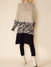 Colorblock Open Front Long Cardigan