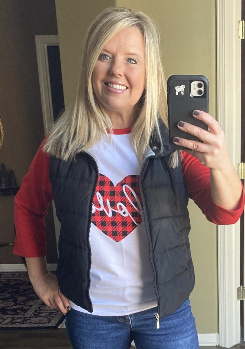 Buffalo Plaid Love Heart Top