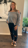 Bow-Knot Cross Lattice Loose Blouse
