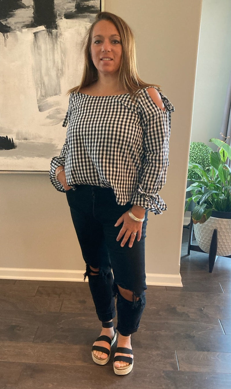 Bow-Knot Cross Lattice Loose Blouse