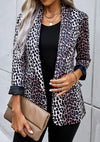 Open Front Long Sleeve Leopard Blazer Suit