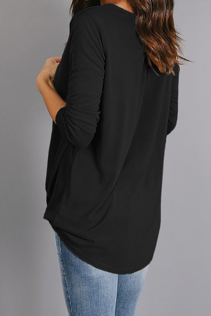 Black Wrap Hi-lo Hem Top