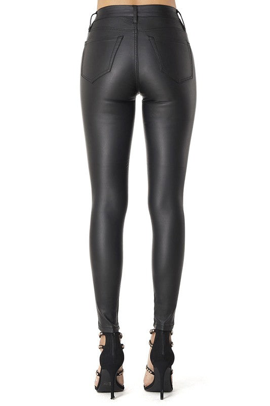 Black Leather Ankle Skinny Pants