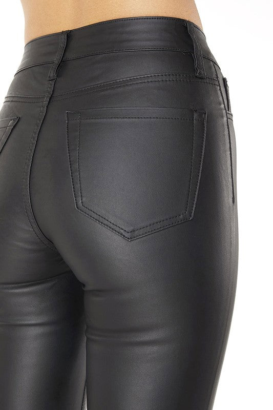 Black Leather Ankle Skinny Pants