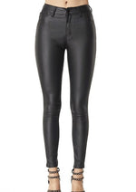 Black Leather Ankle Skinny Pants