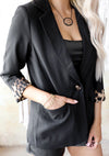 Black Leopard Lined Blazer