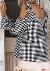 Bow-Knot Cross Lattice Loose Blouse