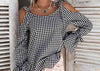 Bow-Knot Cross Lattice Loose Blouse