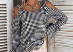 Bow-Knot Cross Lattice Loose Blouse